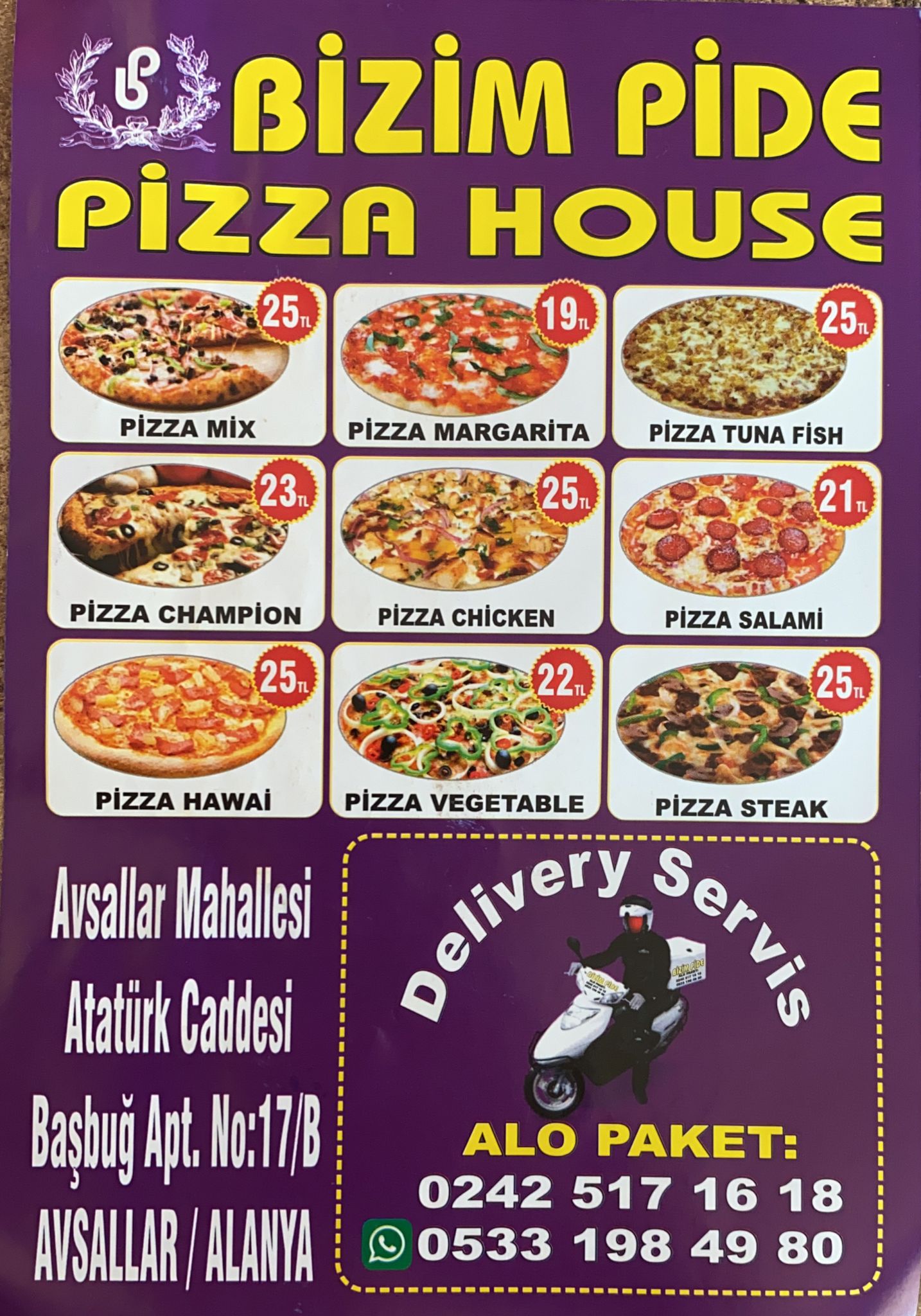 BİZİM PİDE LAHMACUN SALONU 0242 517 16 18