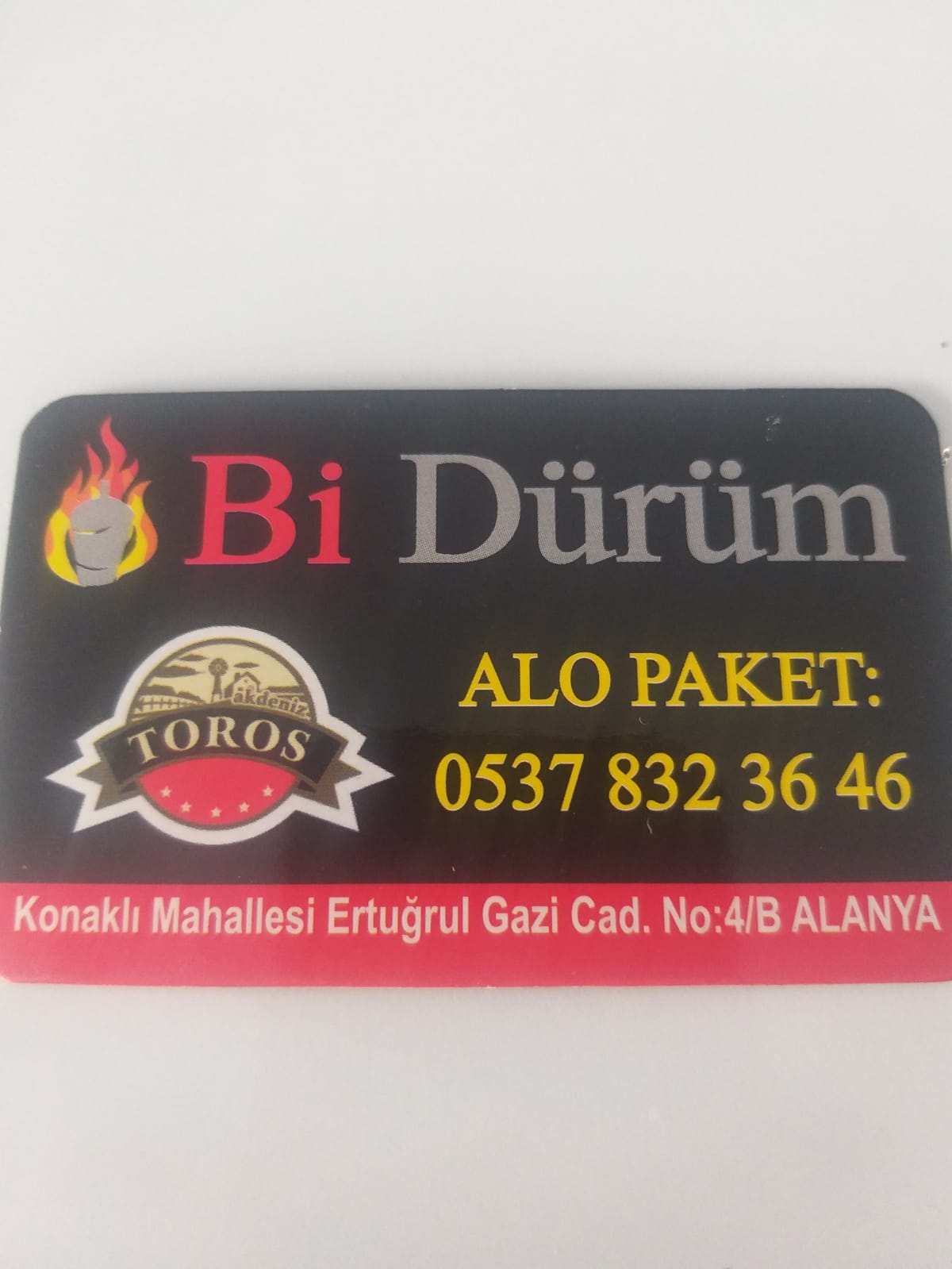 Bİ DÜRÜM 0537 832 36 46 Alanya da Toros Tavuk Döner